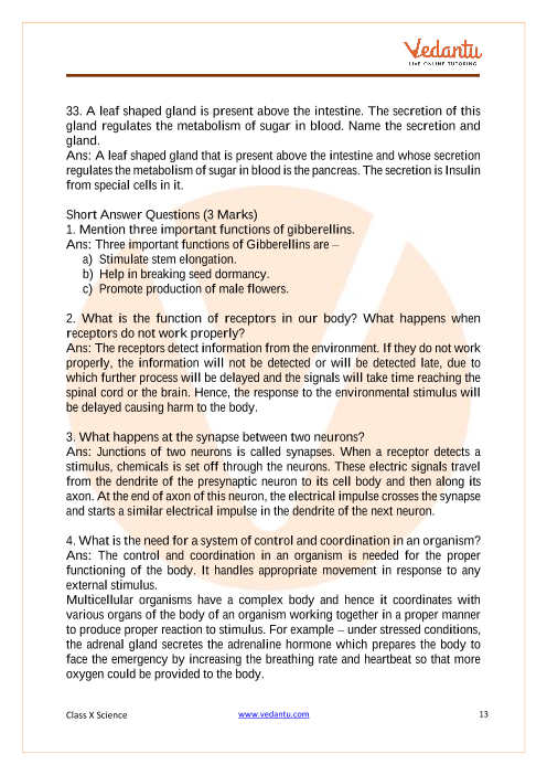 CBSE Class 10 Science Chapter 6 Life Processes Important Questions