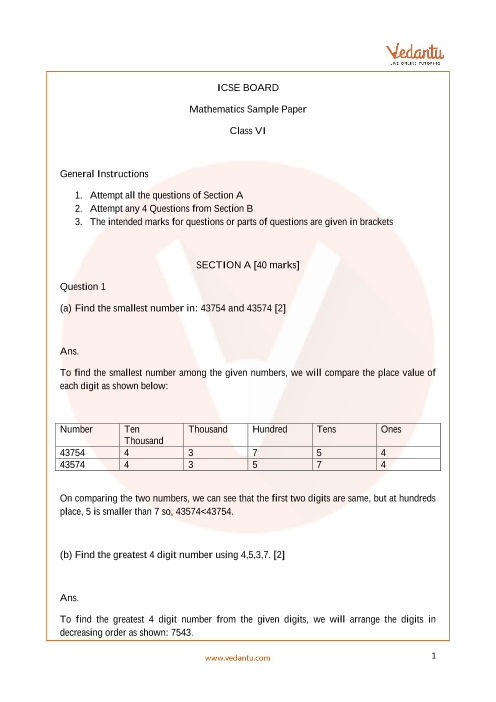 Icse Sample Papers For Class Mathematics Paper 59892 Hot Sex Picture 7457