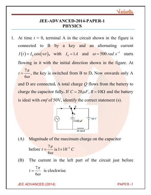 Jee Advanced Physics Question Paper With Answer Keys Free Pdf