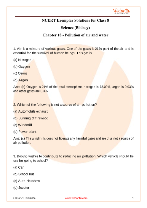 Ncert Exemplar Class Science Solutions Chapter Pollution Of Air My