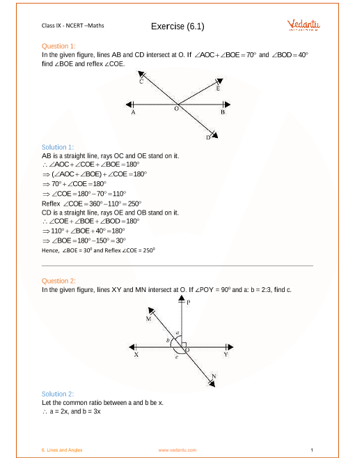 NCERT Solutions for Class 9 Maths Chapter 6 Lines and ...