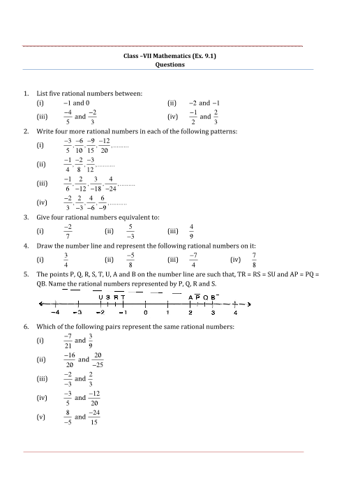 NCERT Solutions For Class 7 Maths Chapter 9 Rational Numbers