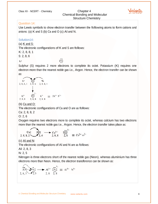 Ncert Solutions For Class 11 Chemistry Chapter 4 Chemical Bonding And Molecular Structure Free Pdf