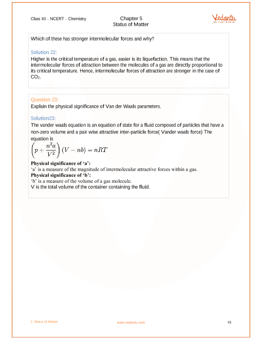 Ncert Solutions For Class 11 Chemistry Chapter 5 States Of Matter Free Pdf