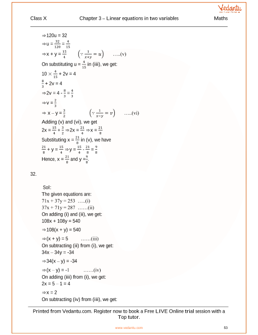 Rs Aggarwal Class 10 Solutions Chapter 3 Linear Equations In Two Variables