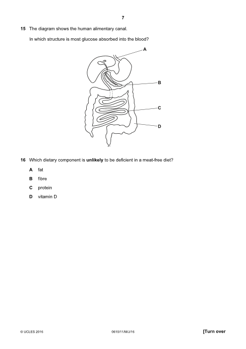 SOLUTION: Cambridge Igcse Biology Past Paper Questions