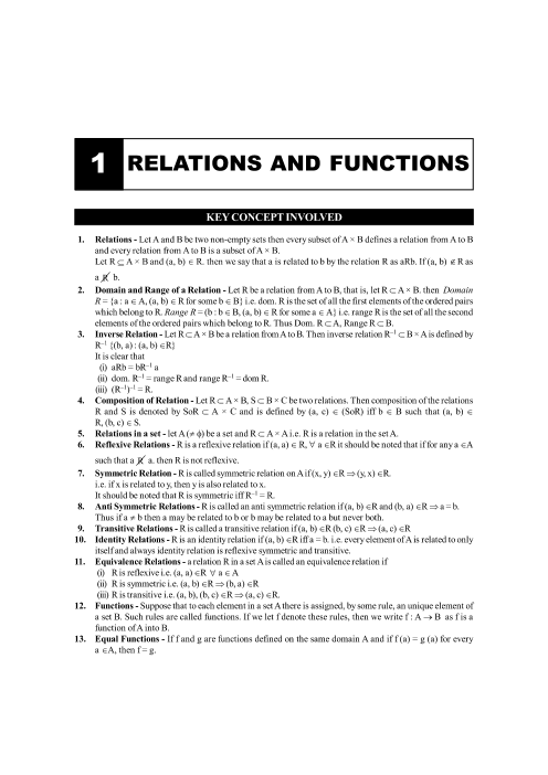 relations and functions class 12 all formulas