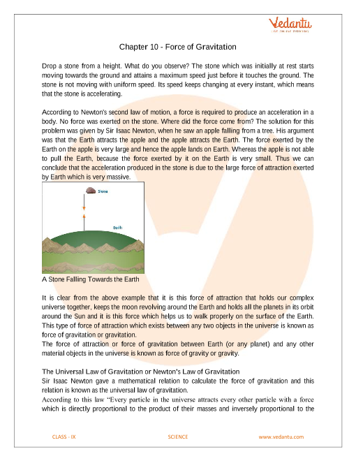 Cbse Class 9 Science Chapter 10 Gravitation Revision Notes 5115