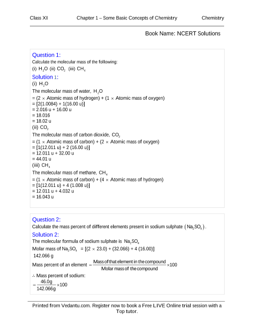 NCERT Books Free Download For Class 11 Chemistry Chapter 1 Some Basic 