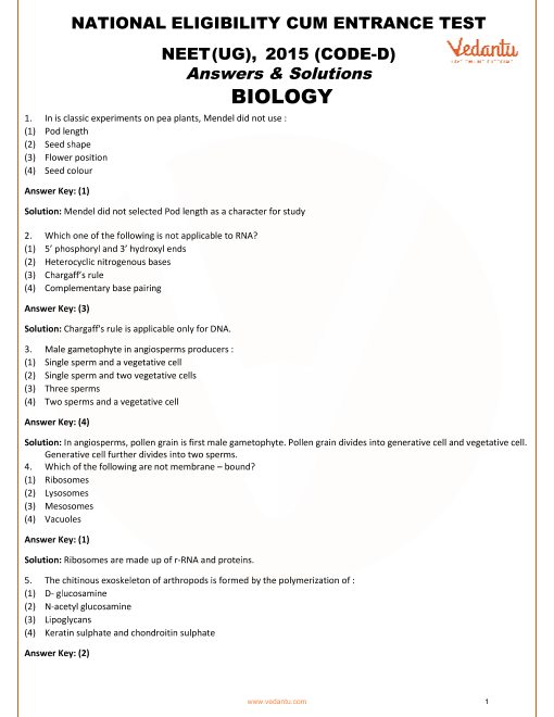 biology entrance questions and answers