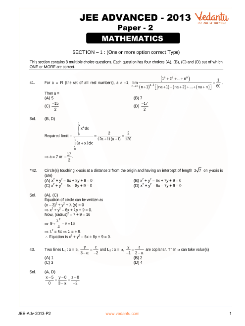 Jee Advanced Maths Question Paper With Answer Keys Free Pdf Download