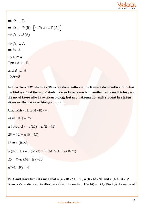 Important Questions For Cbse Class 11 Maths Chapter 1 Sets