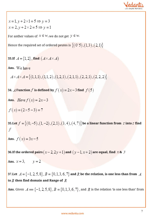 Important Questions For Cbse Class 11 Maths Chapter 2 Relations And Functions