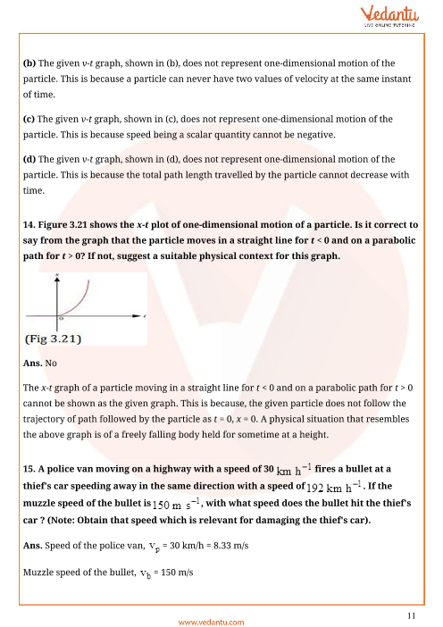 Important Questions For Cbse Class 11 Physics Chapter 3 Motion In A Straight Line