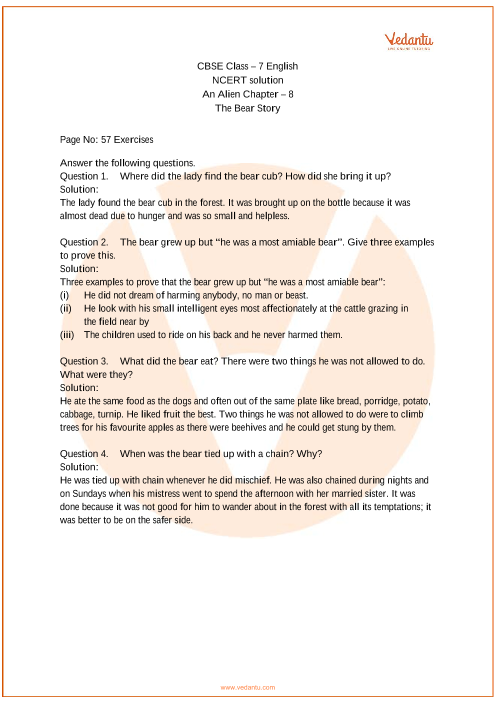 Ncert Solutions For Class 7 English An Alien Hand Chapter 8 The