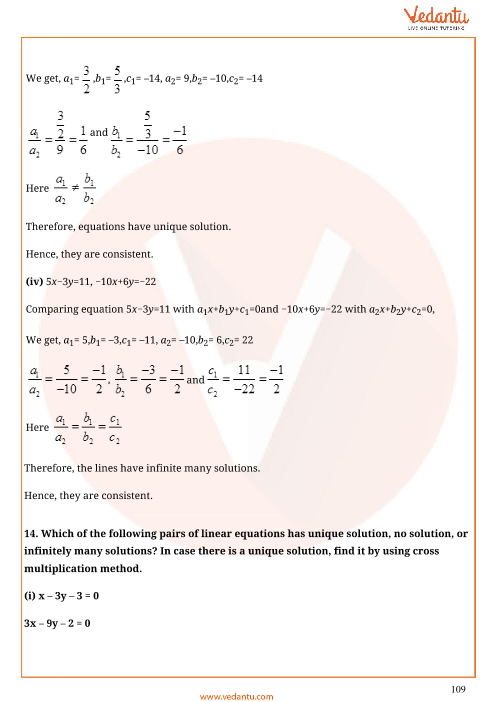 Cbse Class 10 Mathematics Chapter 3 Pair Of Linear Equations In Two Variables Important 2256