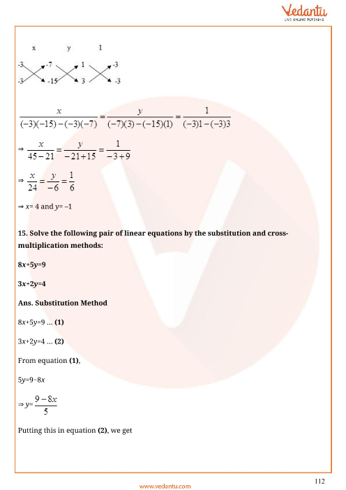 Cbse Class 10 Mathematics Chapter 3 Pair Of Linear Equations In Two Variables Important 8237