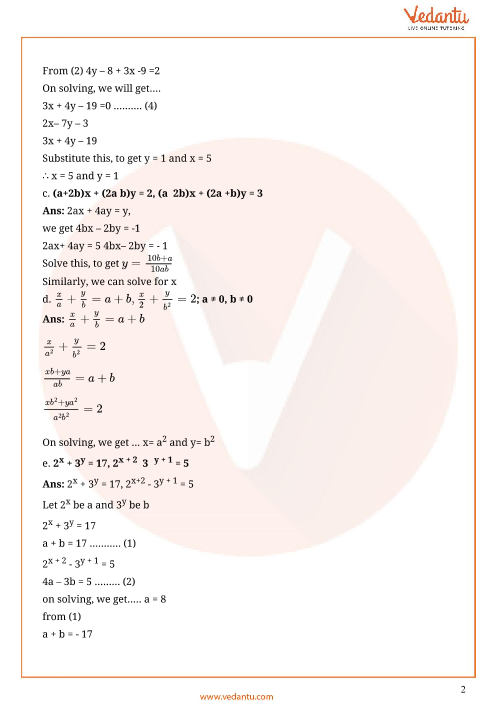 Important Questions For Cbse Class 10 Maths Chapter 3 Pair Of Linear Equations In Two Variables