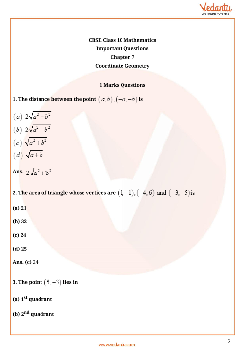 Important Questions of CBSE class 10 Mathematics