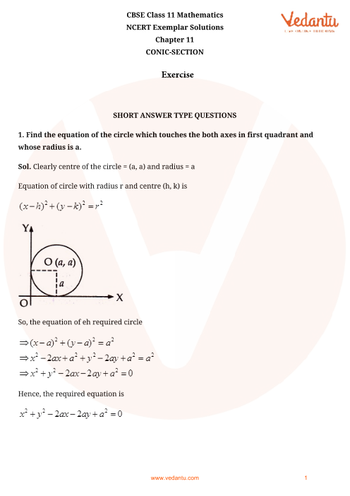 NCERT Exemplar For Class 11 Maths Chapter 11 - Conic Sections (Book ...