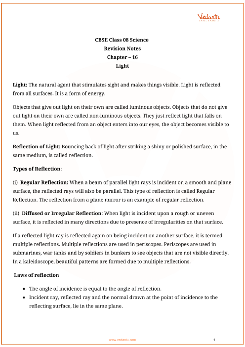 cbse-class-8-science-chapter-16-light-revision-notes