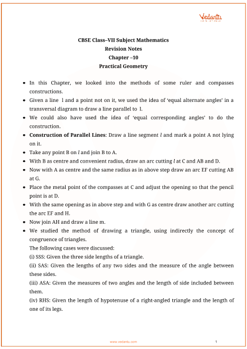 math chapter 7 class 10 notes