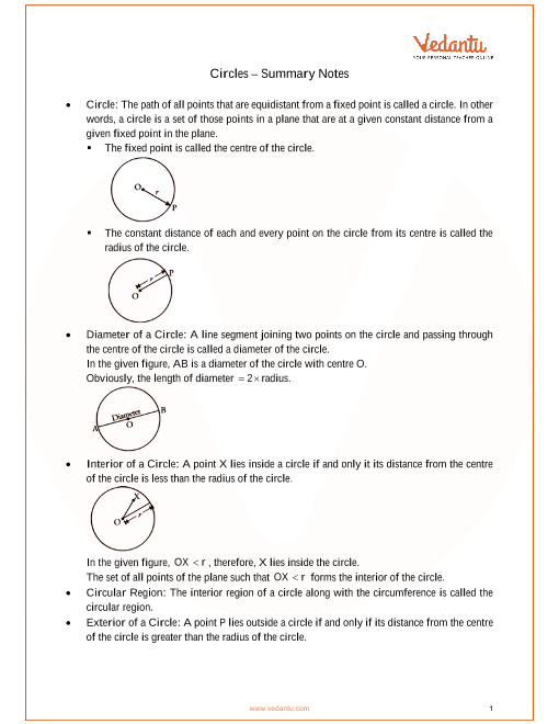 ICSE Class 10 Mathematics Chapter 17 Circles Revision Notes