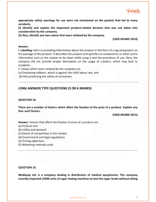 Important questions and answers of CBSE class 12 Business Studies