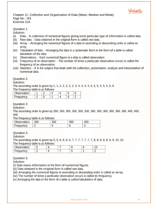 Rs Aggarwal Class 7 Solutions Chapter 21 Collection And Organisation Of Data