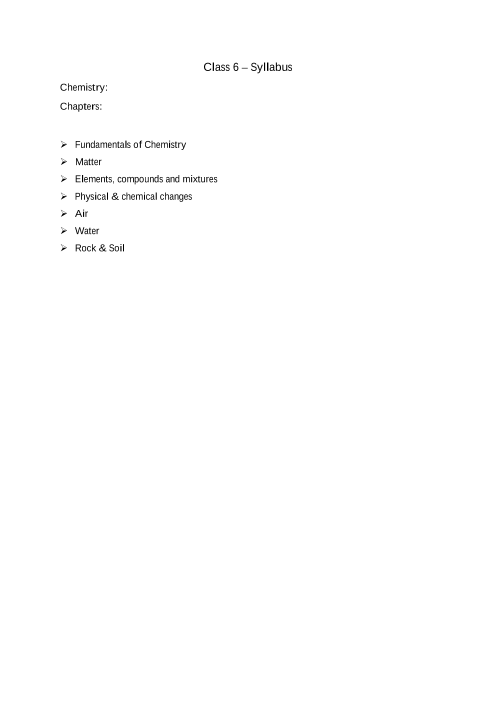 ICSE Syllabus For Class 6 Chemistry 2022 2022 Examination