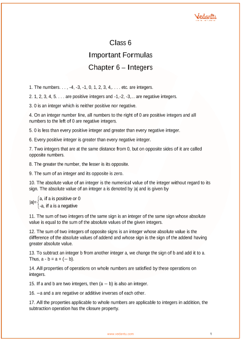 Formulas of deals integers