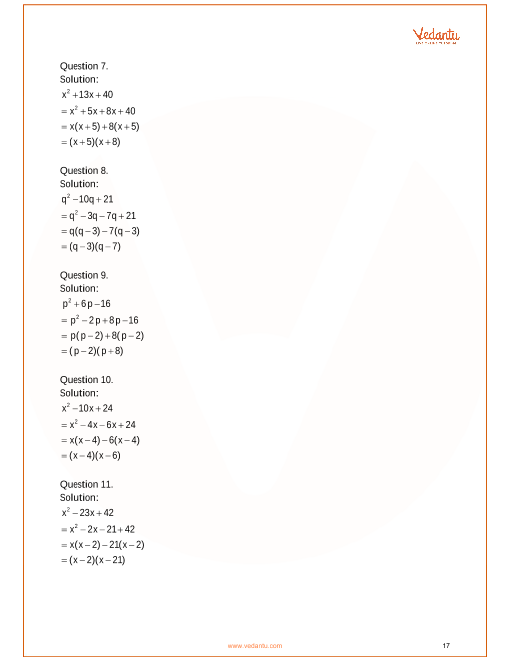 Rs Aggarwal Class 8 Mathematics Solutions For Chapter 7 Factorisation