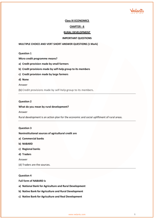 Class 9 Economics Chapter 3 Mcqs