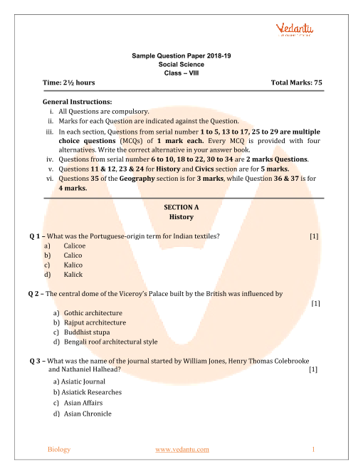 Best Cbse Practice Study Material For Class 8 Sample Paper Question 