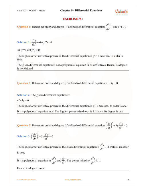 Ncert Solutions For Class 12 Maths Chapter 9 Differential Equations Ex 9 4 Exercise 9 4