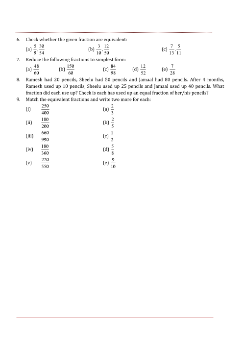 Ncert Solutions For Class 6 Maths Chapter 7 Fractions Ex 7 3 Exercise 7 3