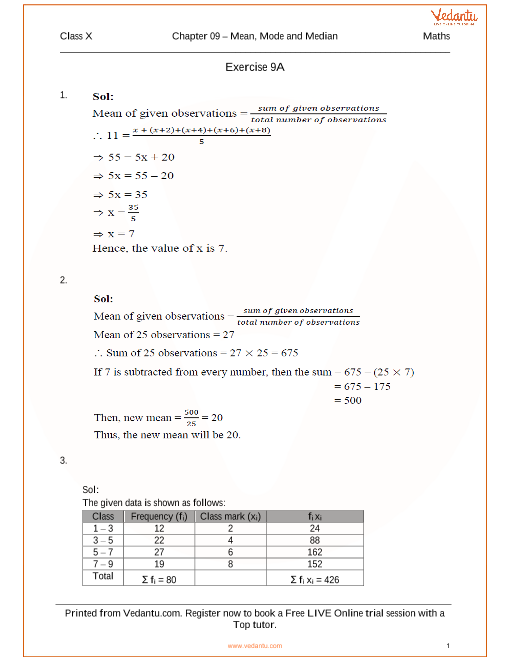 RS Aggarwal Solutions Class 10 Chapter 9 - Mean, Median ...