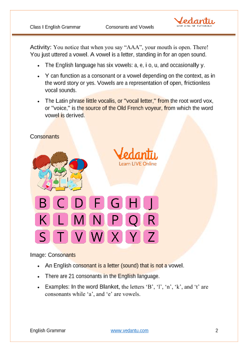 vowels and consonants in english