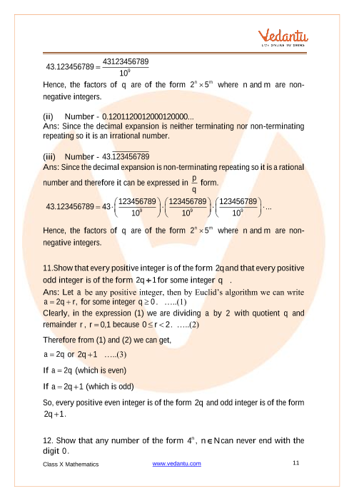 Important Questions of CBSE class 10 Mathematics