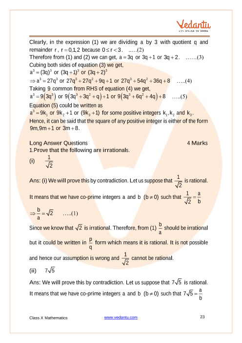 Important Questions of CBSE class 10 Mathematics