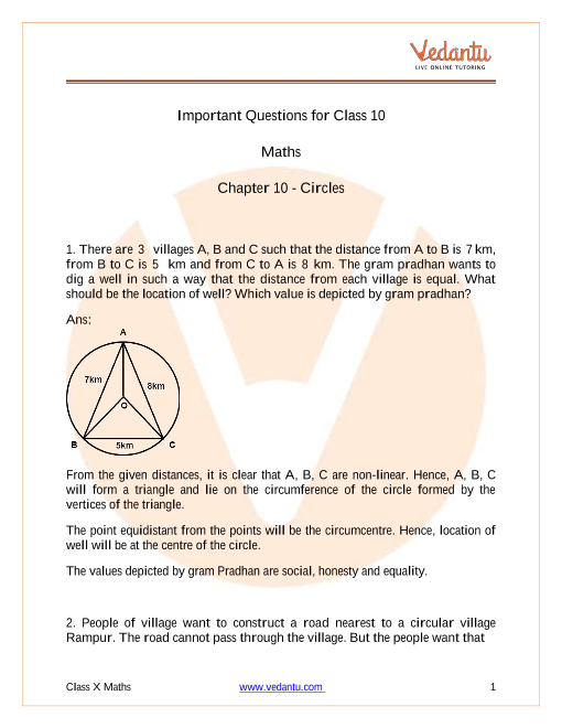 Important Questions of CBSE class 10 Mathematics