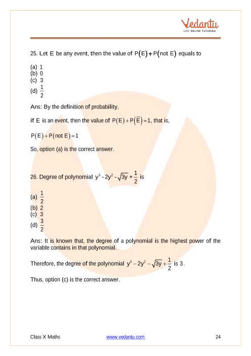 Important Questions of CBSE class 10 Mathematics