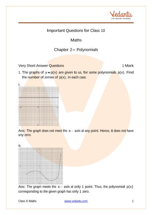 Important Questions of CBSE class 10 Mathematics