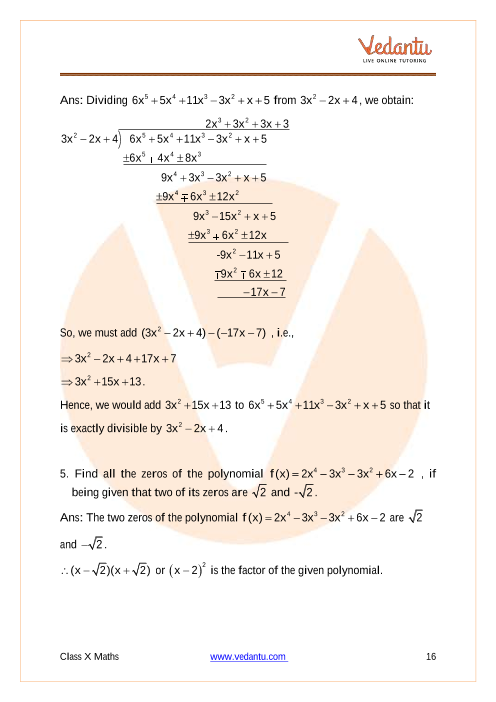 Important Questions of CBSE class 10 Mathematics