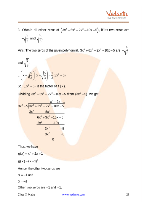 Important Questions of CBSE class 10 Mathematics