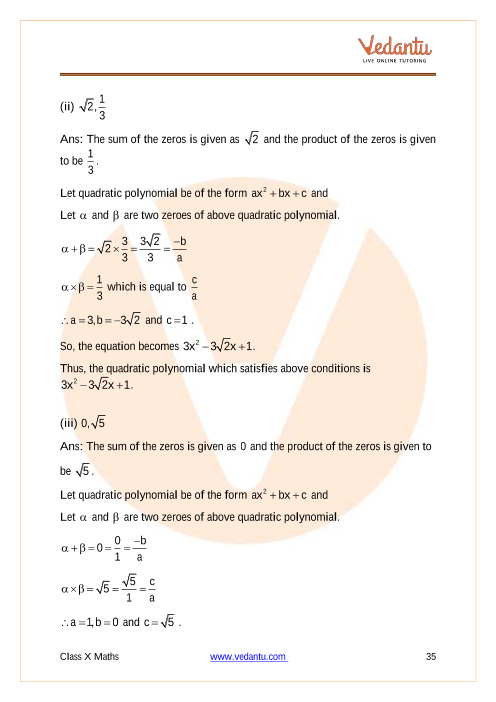 Important Questions of CBSE class 10 Mathematics