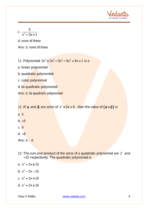 Important Questions of CBSE class 10 Mathematics