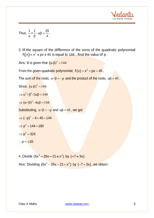 Important Questions of CBSE class 10 Mathematics