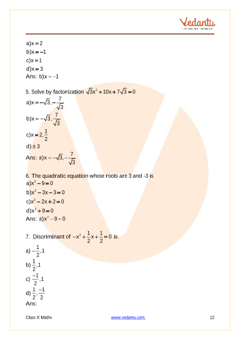 Important Questions of CBSE class 10 Mathematics