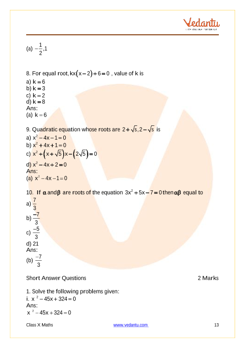 Important Questions of CBSE class 10 Mathematics